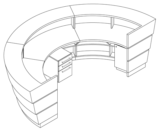 3D CAD Drawing of Reception Desk